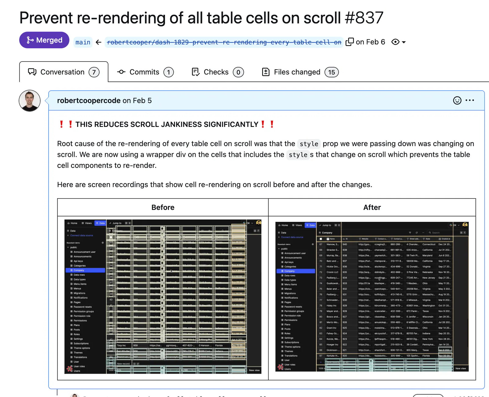 Pull request that resolves the scroll jankiness issue.